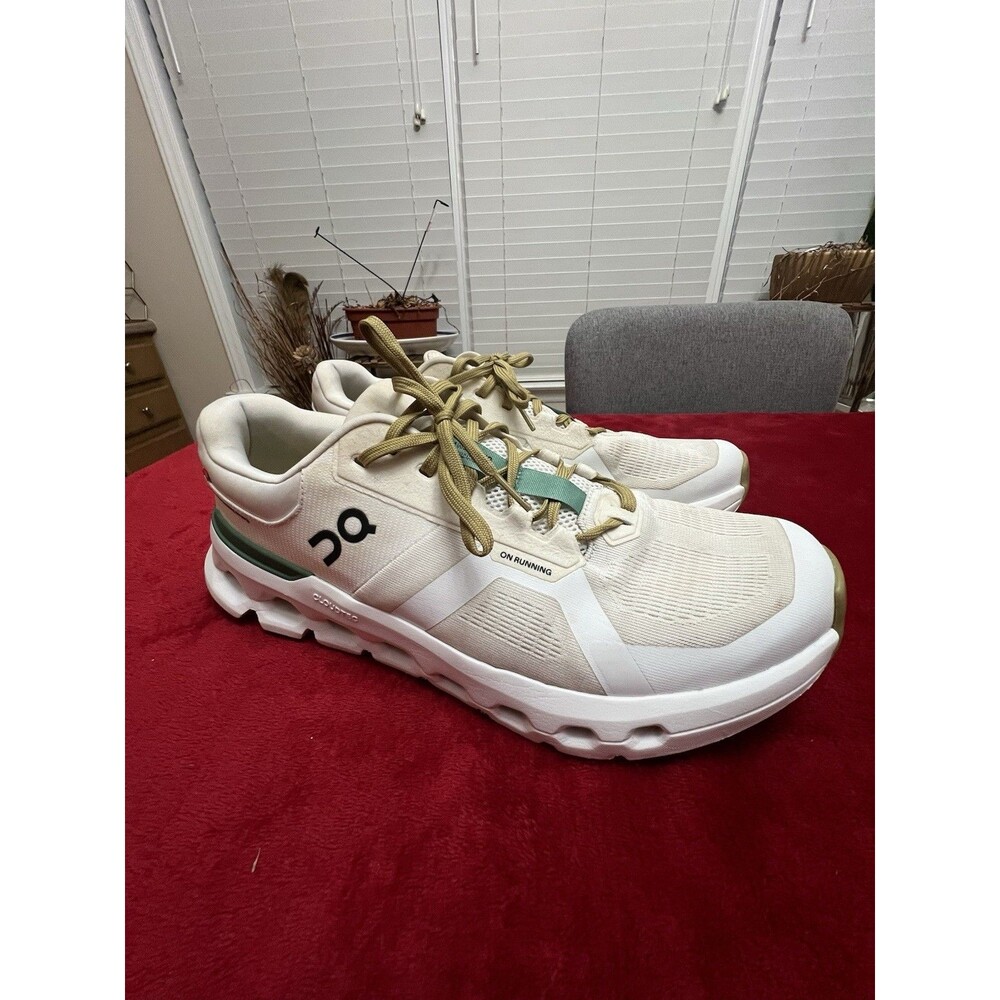 On Cloudrunner 2 Undyed White Green Mens Size 12 Athletic Running Shoes Sneakers